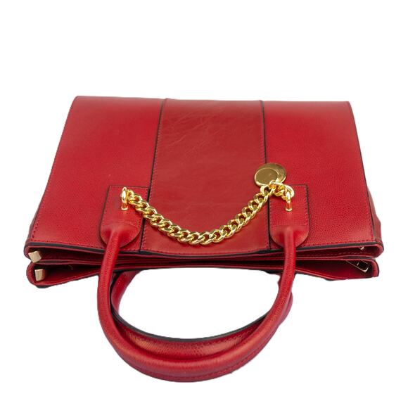 Big Red Purse Large Satchel Bag ITALIAN LEATHER Crossbody Handbag - Picture 11 of 13